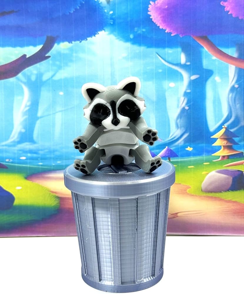 Amazon.com: Articulated Racoon with Trash Can, 3D Printed Gray Amazon.com: Articulated Racoon with Trash Can, 3D Printed Gray